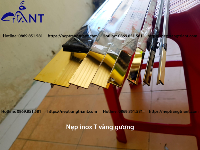 Nẹp inox T vàng gương