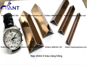 Nẹp nhôm V màu vàng hồng