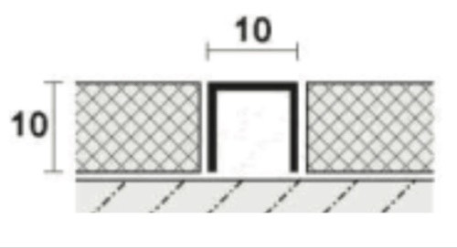 Mặt cắt nẹp inox U10 mm
