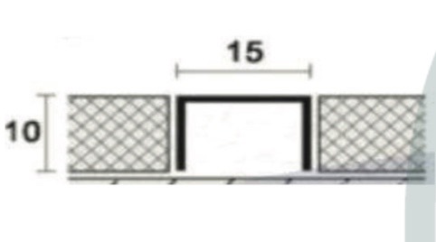 Mặt cắt nẹp inox U15 mm