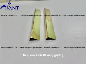 Nẹp inox L20x10 vàng gương