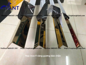 Nẹp inox V vàng gương bào chấn thẳng cạnh