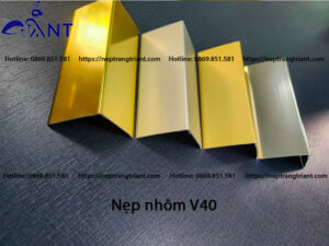 Nẹp nhôm V40 màu vàng bóng