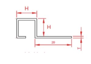 Mặt cắt nẹp inox bo góc vuông