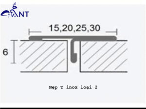 Mặt cắt nẹp T inox loại 2