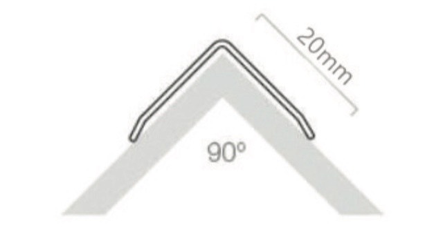 Mặt cắt nẹp inox V20 vát cạnh