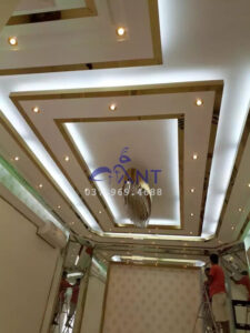 Nẹp inox ốp trần thạch cao vàng gương