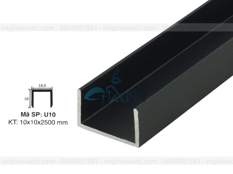 Độ dày và kích thước tiêu chuẩn nẹp nhôm chữ U 10mm