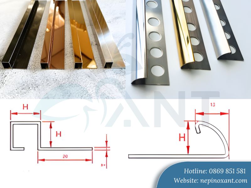 nẹp inox góc vuông - tròn