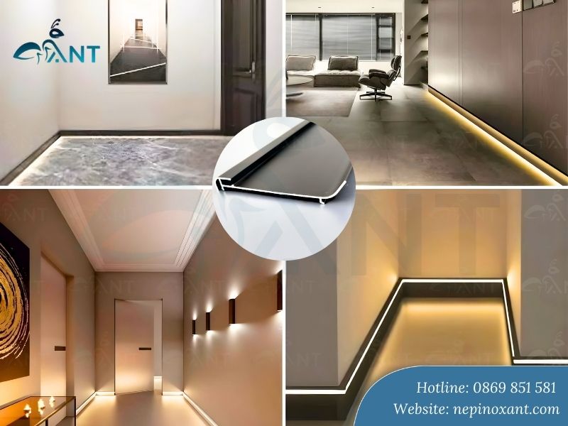Len nhôm chân tường đèn led