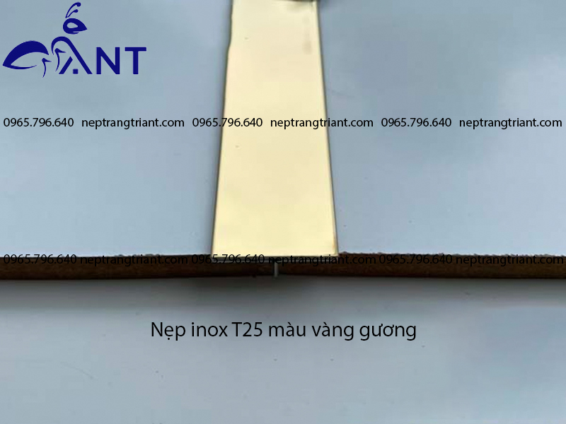 nẹp inox t25 màu vàng gương