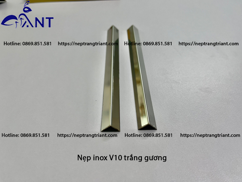 Nẹp inox V10 trắng gương