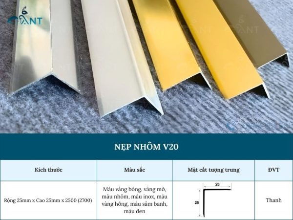 Nẹp nhôm V25 mm