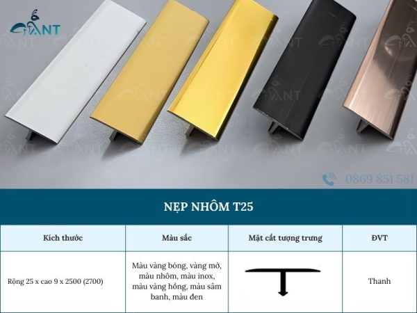 Nẹp nhôm T25 mm