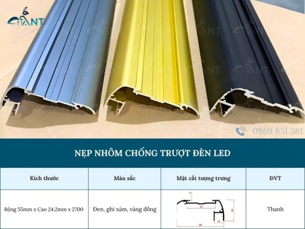Nẹp nhôm chống trơn đèn led