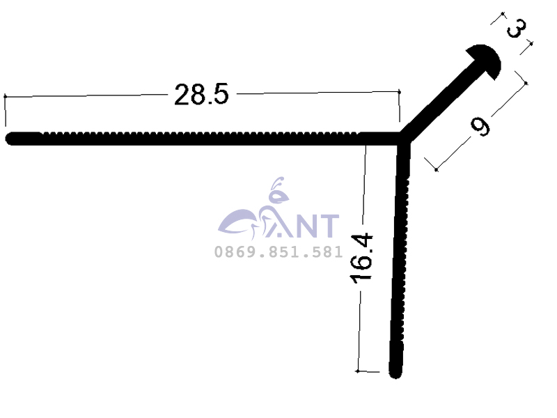 Mặt cắt nẹp nhựa tô trát TG10V