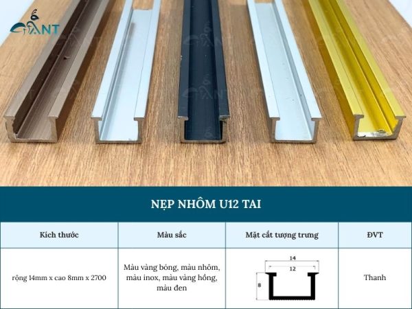 Nẹp Nhôm U12 Tai