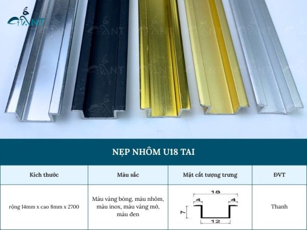 Nẹp Nhôm U18 Tai