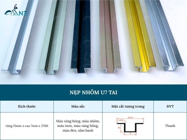 Nẹp Nhôm U7 Tai