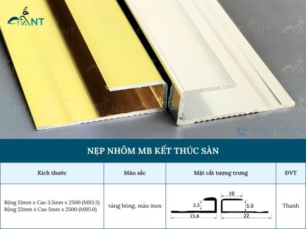 Nẹp Nhôm MB Kết Thúc Sàn