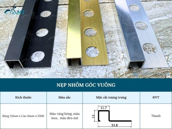 Nẹp Nhôm Bo Góc Vuông 