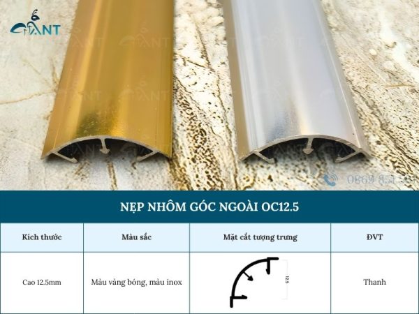 Nẹp Nhôm Góc Ngoài OC12.5 